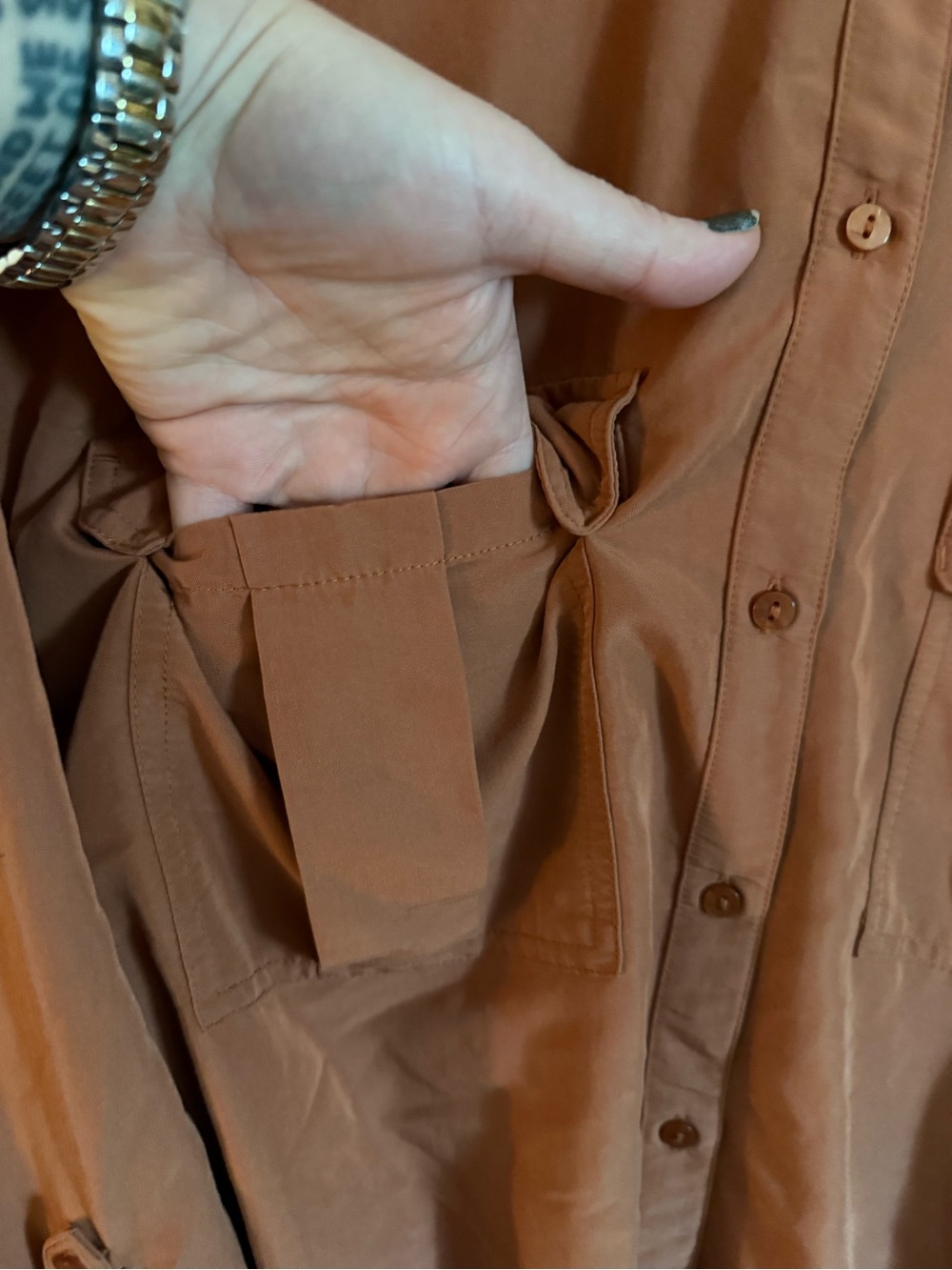 Old Navy Rust-Orange Collared Button-Down 3/4 Sleeve Blouse XXL - Picture 5 of 5